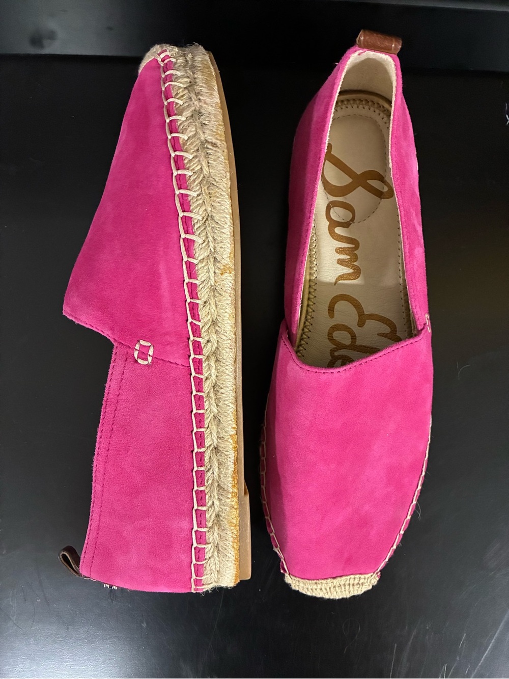 Sam Edelman Hot Pink Suede Espadrille Slip-Ons Sz 7.5